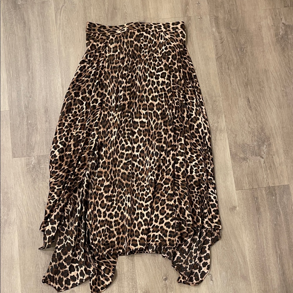 Zara Brown Leopard Print Midi Skirt